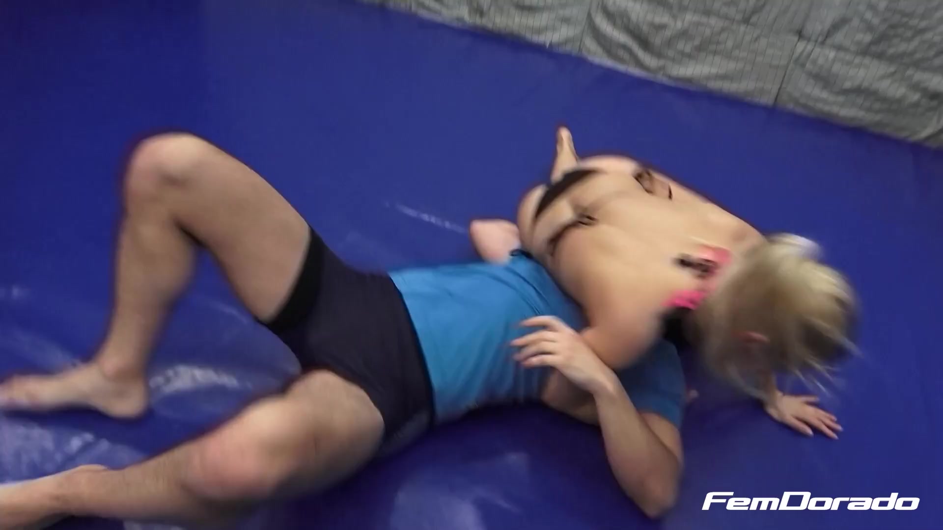 On the mat and between my thighs