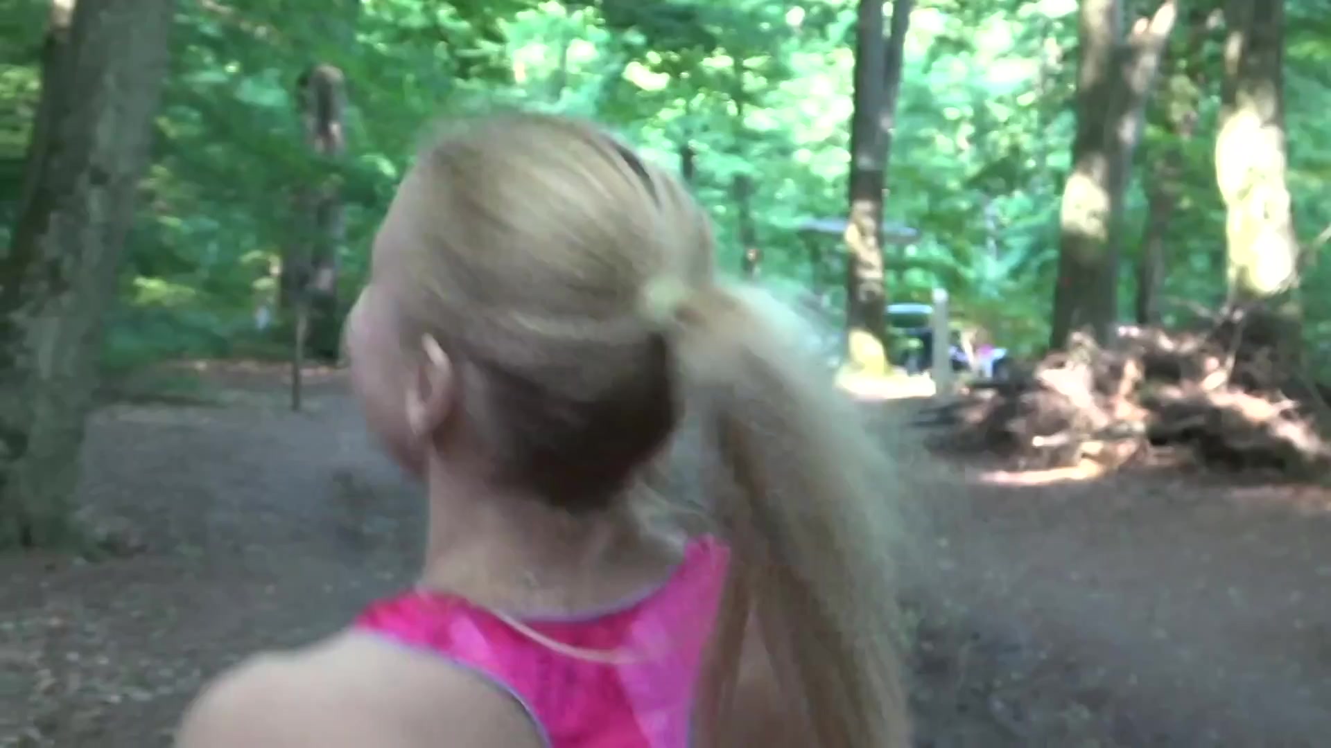 Blonde MILF, Princess Nikki pisses in the middle of the forest not shying at all